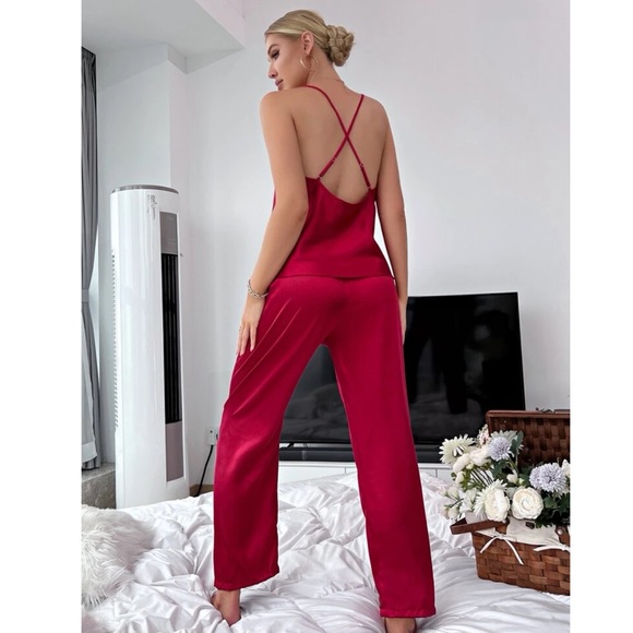 Crisscross Backless Satin Pj Set ☁️ - Picture 3 of 6